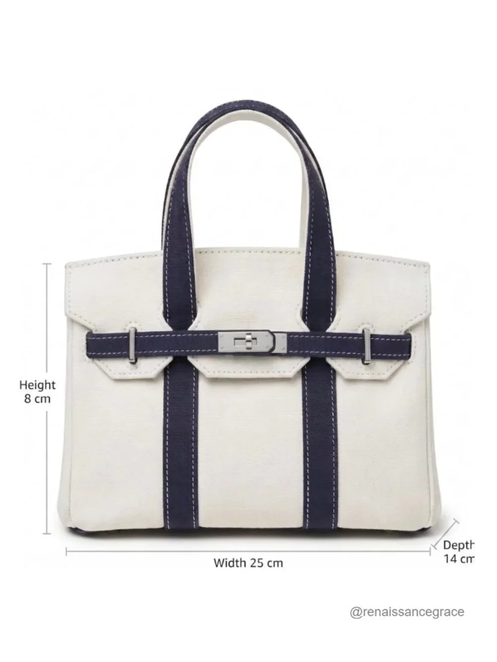 Structured Mini Tote Handbag with Top Handles and Turn-Lock Closure Canvas Purse
